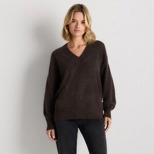 Quince Mongolian Cashmere Oversized V-Neck Sweater M